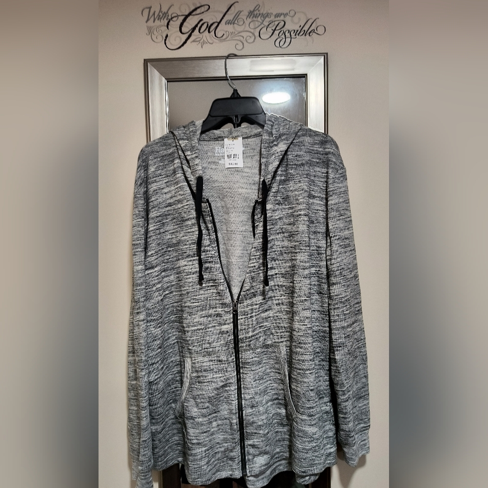 Hanes Women's XL Heather Gray Zip-Up Cardigan
